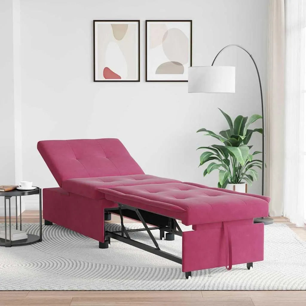 Sofa rozkładana i sofa z funkcją spania: tapicerka aksamitna, 194 × 67 × 82 cm, czerwony