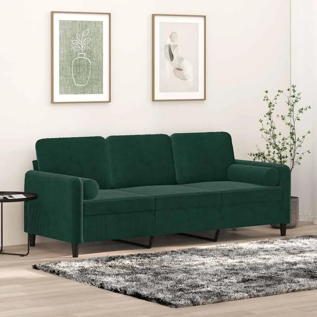 Sofa: z poduszkami, tapicerka aksamitna, 3-osobowa, 180 cm