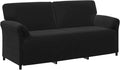 Sofa – tapicerka aksamitna, 3-osobowa, 198 × 83 × 95 cm, czarny