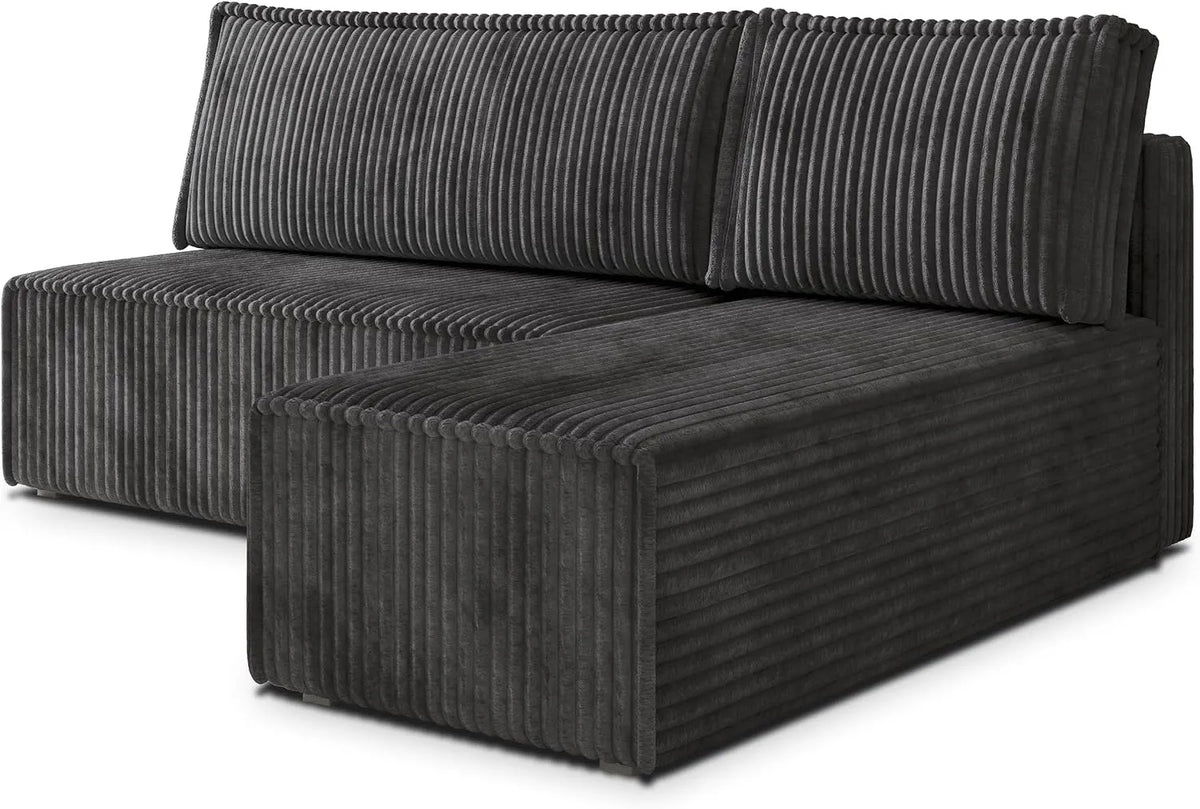 Sofa narożna — Grafitowy, z funkcją spania, z pojemnikiem do przechowywania, rozkładana konstrukcja