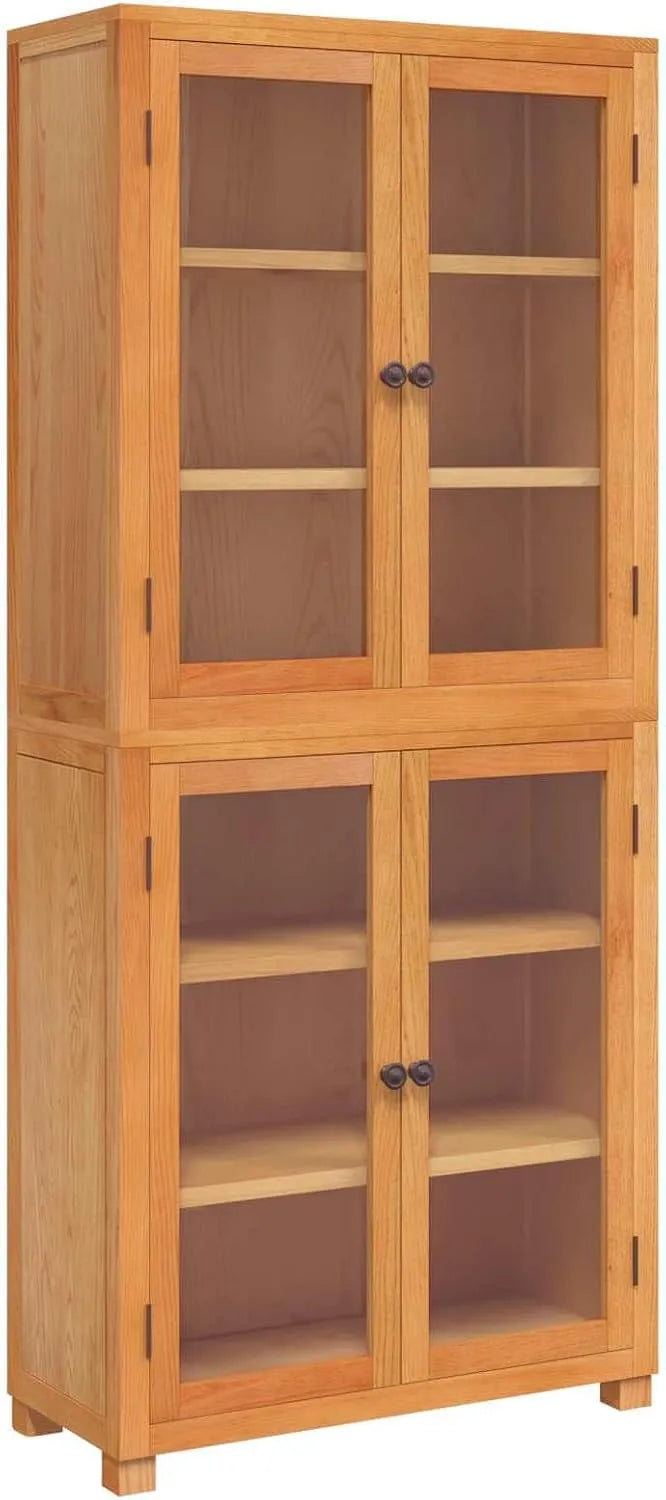Zestaw mebli do przechowywania brązowy materiał drewnopochodny z 4 szklanymi — z drewna, z szafą, 80 × 35 × 185 cm