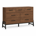 Cómoda de Madera y Metal con 7 Cajones Marrón/Negro 120x40x85 cm