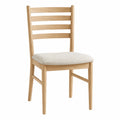 Silla de comedor de madera de roble y asiento de poliéster beige