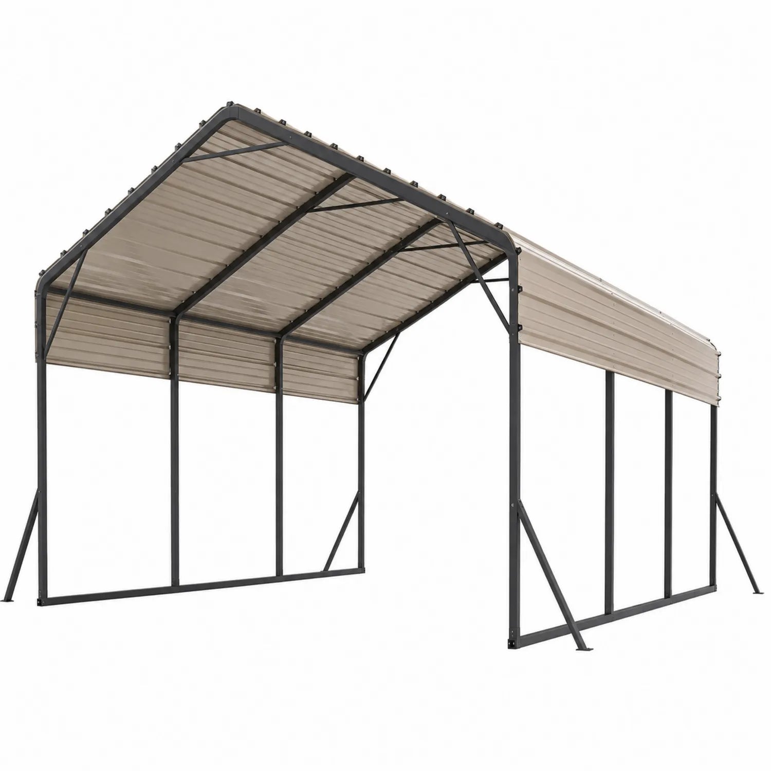 Toldo para coche de acero galvanizado con techo de policarbonato beige 600x300x240 cm