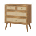 Cómoda de Madera y Tela con Cuatro Cajones Color Roble 80x40x90 cm