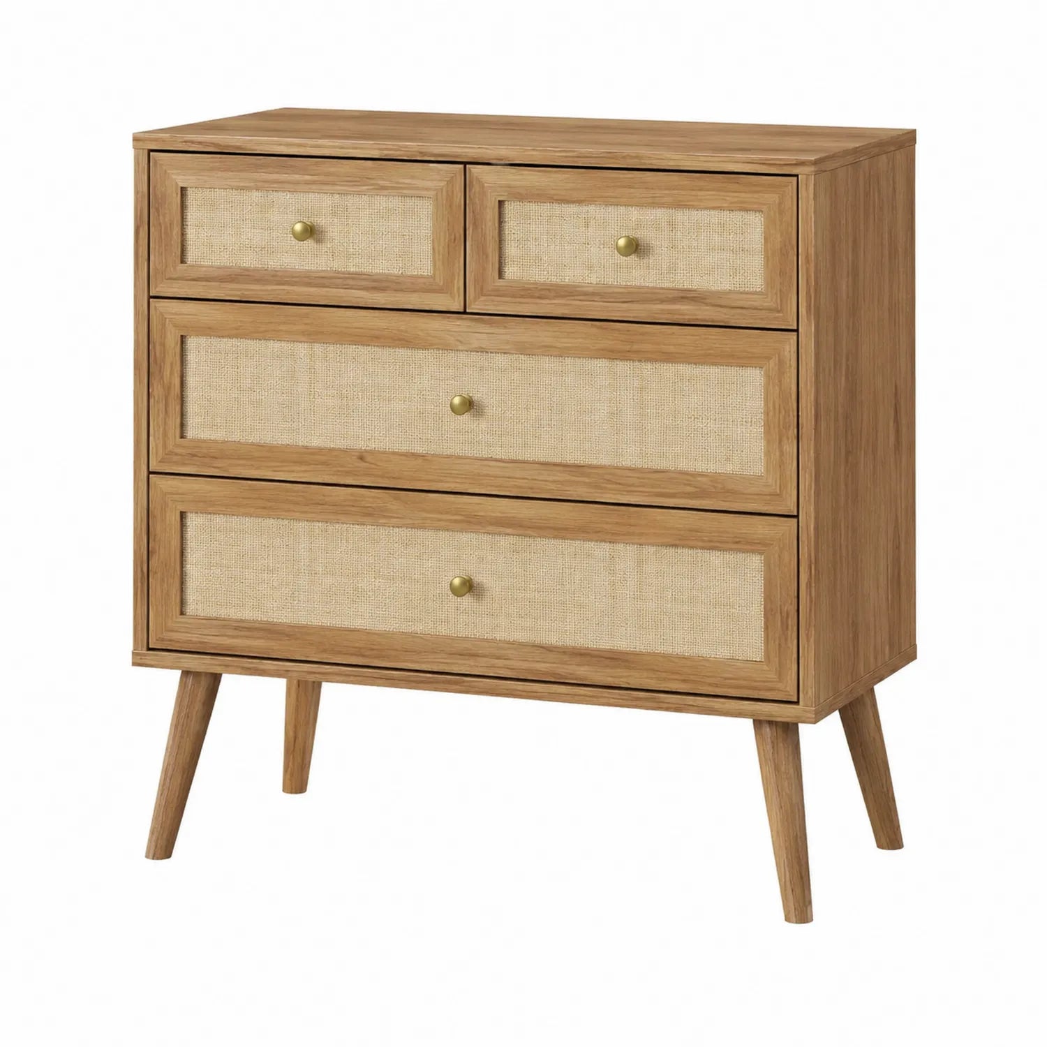 Cómoda de Madera y Tela con Cuatro Cajones Color Roble 80x40x90 cm