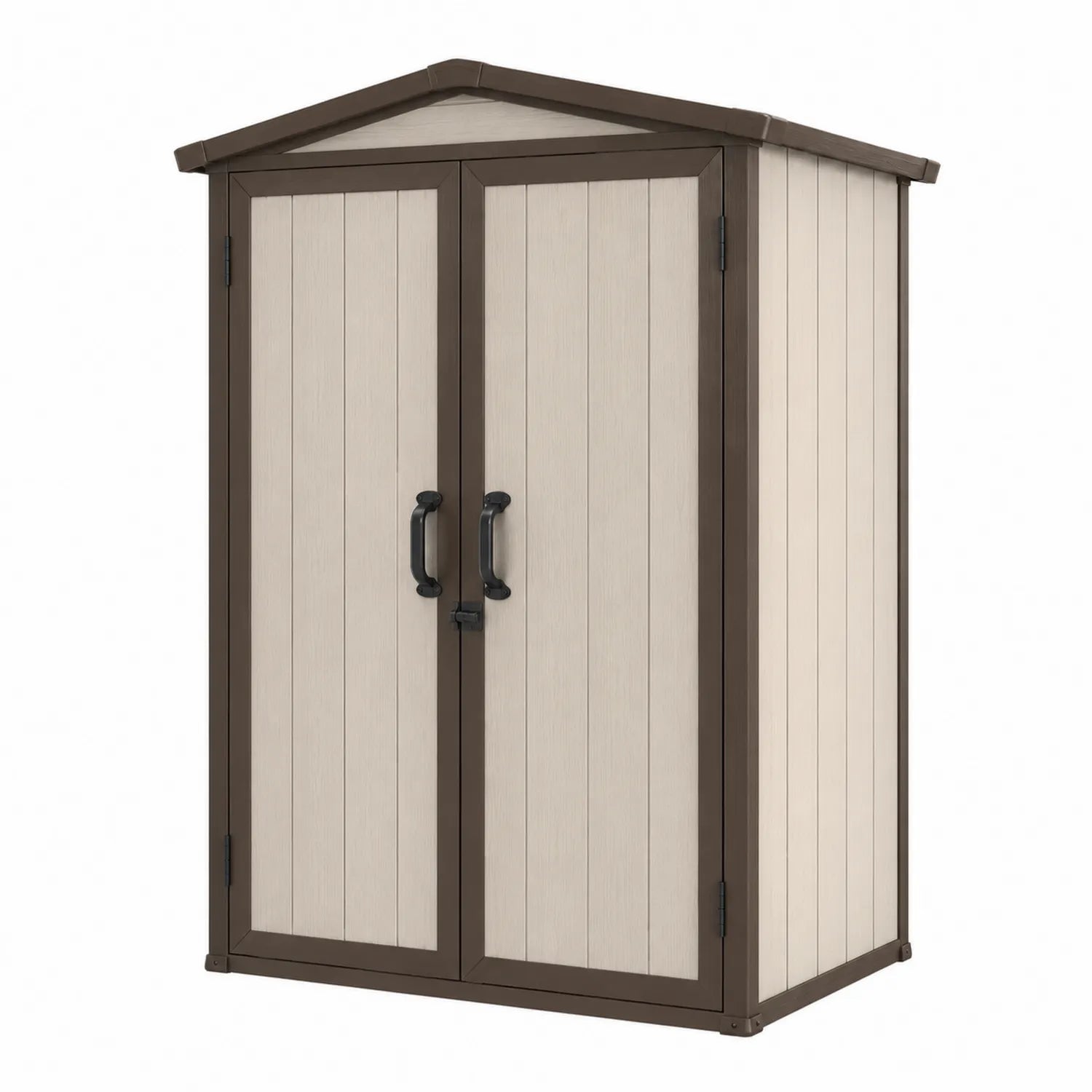 Armario de exterior de resina marrón/beige 139x77x170 cm