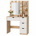 Tocador de MDF con Espejo LED y Almacenamiento Blanco
