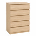 Cajonera de aglomerado de color Madera Natural con 5 cajones