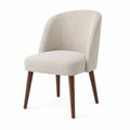 Silla de comedor de poliéster beige con patas de madera
